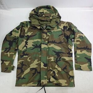 US Army ECWCS Woodland Camouflage Gore-Tex Field Parka Jacket Men's Sz L (L) VG+